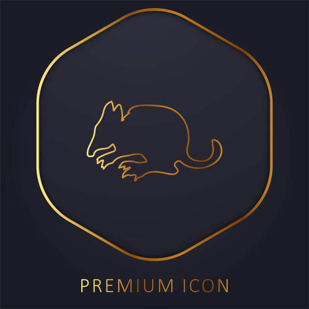 Bandicoot Mammal Silhouette Side View golden line premium logo or icon - Vector, Image