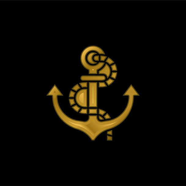Позолоченная якорь металлическая икона или вектор логотипа - Вектор,изображение