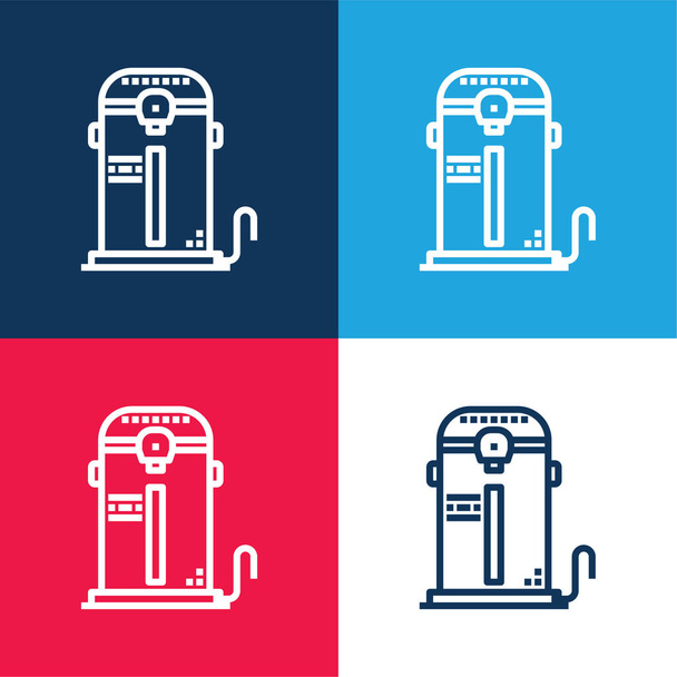 Kazán kék és piros négy szín minimális ikon készlet - Vektor, kép