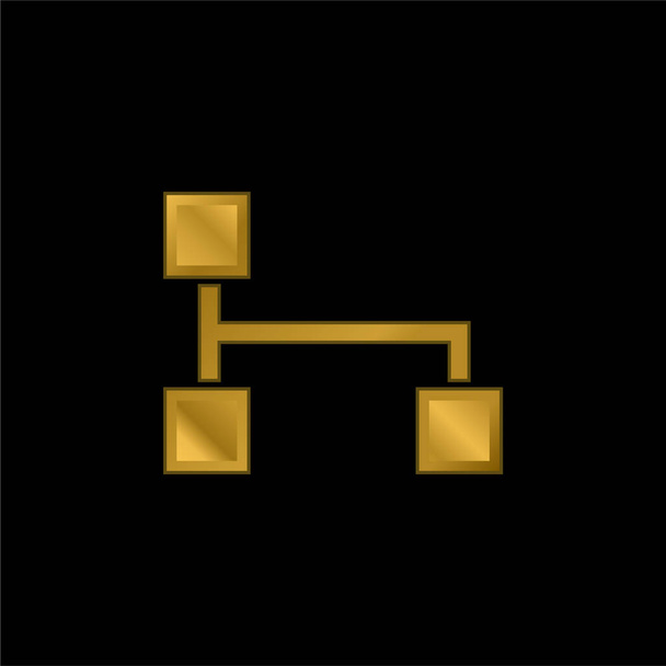 Μαύρα τετράγωνα και γραμμές σε ένα γραφικό της διεπαφής επίχρυσο μεταλλικό εικονίδιο ή διάνυσμα λογότυπο - Διάνυσμα, εικόνα