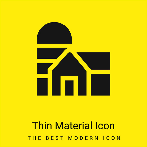 Granero mínimo icono de material amarillo brillante - Vector, Imagen