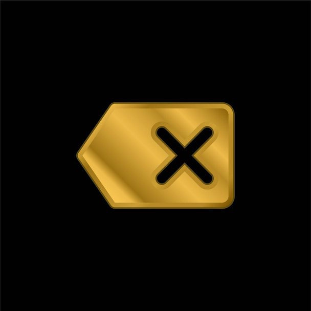 Backspace chapado en oro icono metálico o logo vector - Vector, Imagen