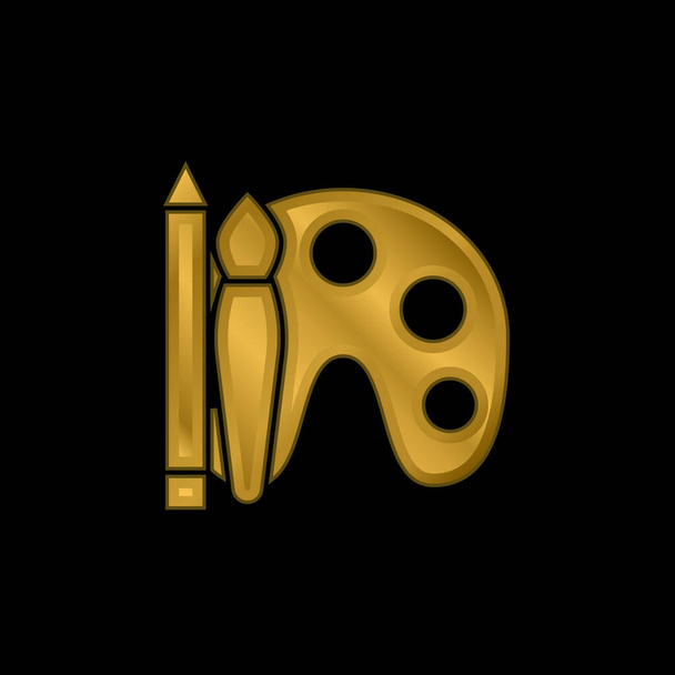 Arte chapado en oro icono metálico o logo vector - Vector, imagen