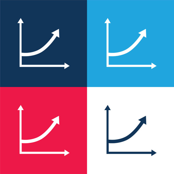 Ascending Arrow Line Grafisch blauw en rood vier kleuren minimale pictogram set - Vector, afbeelding