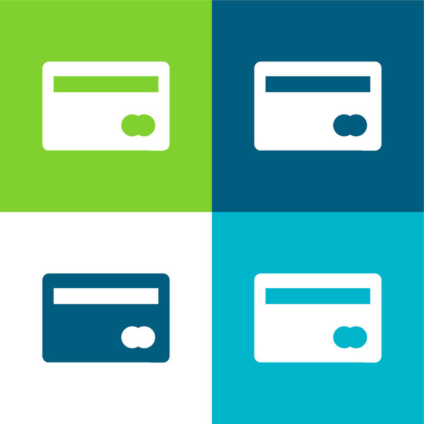 Μεγάλη πιστωτική κάρτα Επίπεδη τέσσερις χρώμα ελάχιστο σύνολο εικονιδίων - Διάνυσμα, εικόνα