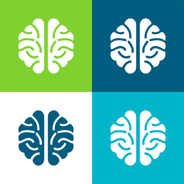 Brain Flat four color minimal icon set - Vector, Image