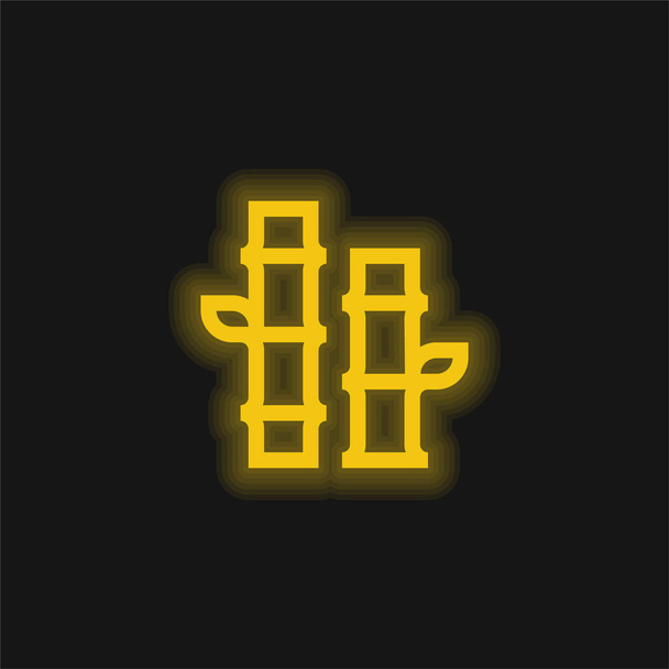 竹黄色の輝くネオンアイコン - ベクター画像