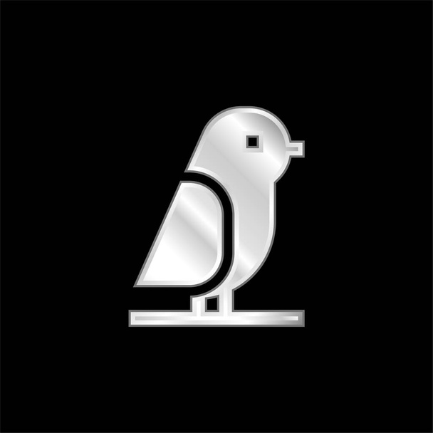 Ptačí stříbrná metalická ikona - Vektor, obrázek