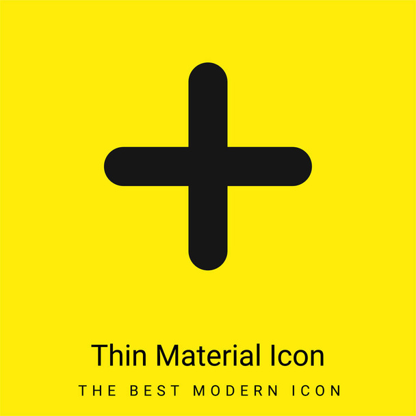 Addition Thick Symbol minimal bright yellow material icon - Vector, Image