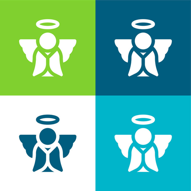 Angel Flat conjunto de iconos mínimos de cuatro colores - Vector, Imagen
