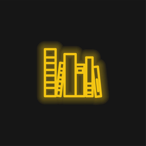 Books Group yellow glowing neon icon - Vector, Image