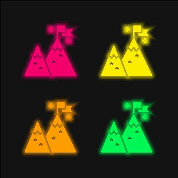 Başarı dört renk parlayan neon vektör simgesi - Vektör, Görsel