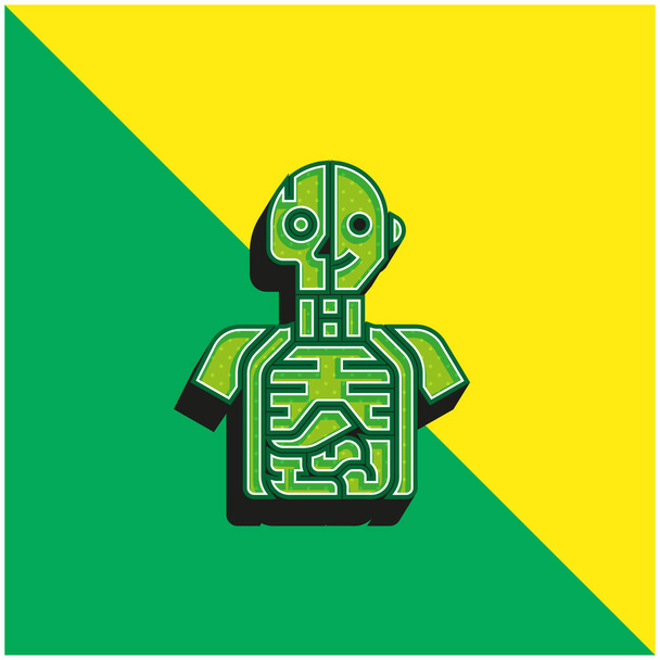 Anatomía Verde y amarillo moderno vector 3d icono del logotipo - Vector, Imagen
