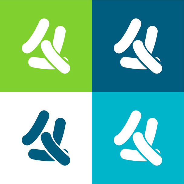 Bactérias Plano quatro cores conjunto de ícones mínimos - Vetor, Imagem