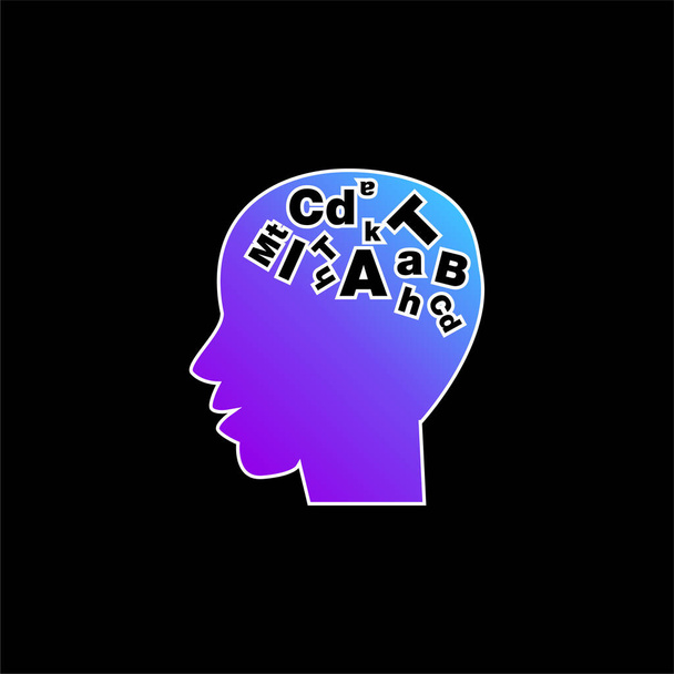 Bald Male Head Side View With Letters Inside blue gradient vector icon - Vector, Image