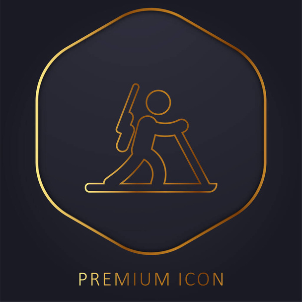 Biathlon linha dourada logotipo premium ou ícone - Vetor, Imagem