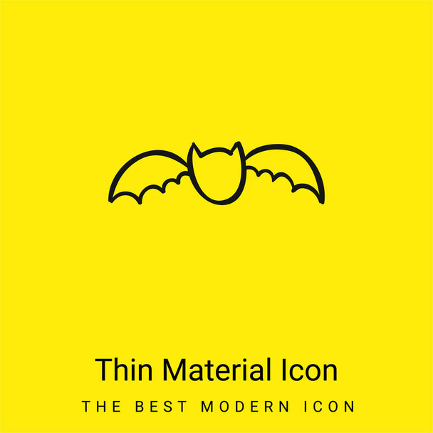 Esquema murciélago mínimo icono de material amarillo brillante - Vector, imagen