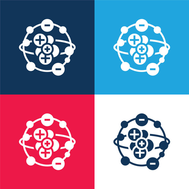 Атомно-синій і червоний чотирикольоровий мінімальний набір піктограм
 - Вектор, зображення
