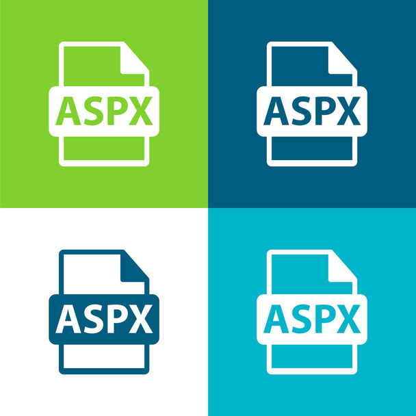 Aspx σχήμα αρχείου Σύμβολο Επίπεδη τέσσερις χρώμα ελάχιστο σύνολο εικονιδίων - Διάνυσμα, εικόνα