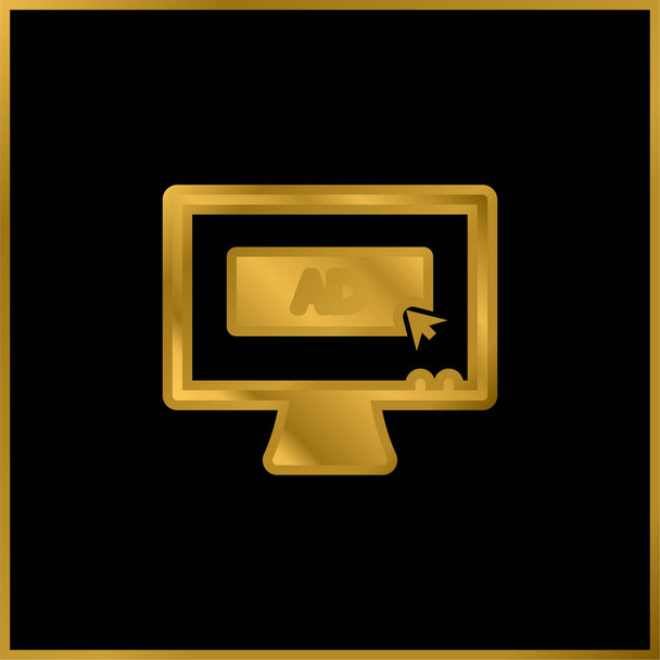 AD Media gold plated metalic icon or logo vector - Vector, Image