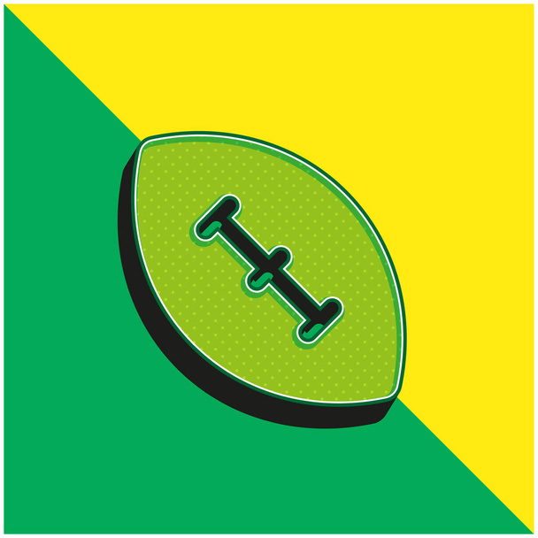 アメリカンフットボールボールグリーンと黄色の現代的な3Dベクトルアイコンのロゴ - ベクター画像