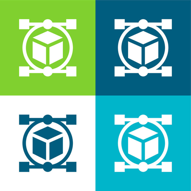 3d plano de quatro cores conjunto de ícones mínimos - Vetor, Imagem