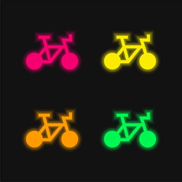 自転車4色輝くネオンベクトルアイコン - ベクター画像