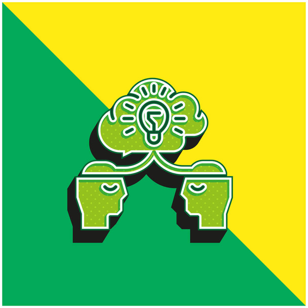 Brainstorm Green and yellow modern 3d vector icon logo - Vector, Image