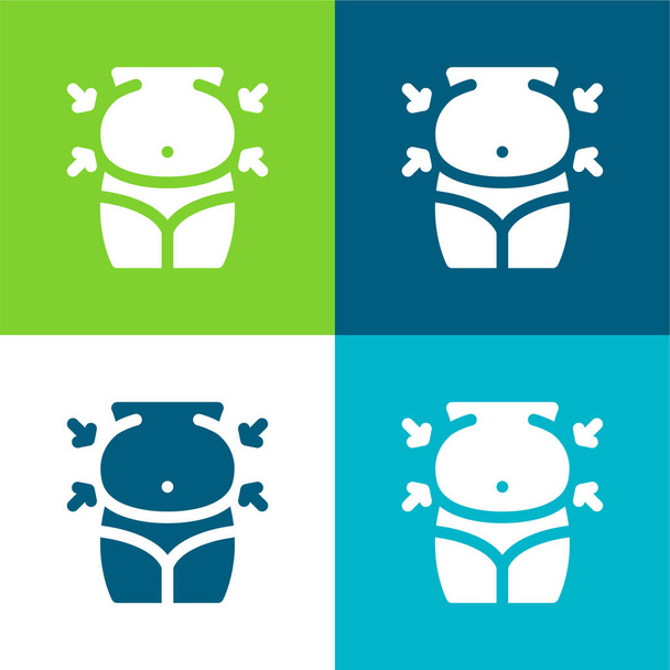 Belly Lapos négy szín minimális ikon készlet - Vektor, kép