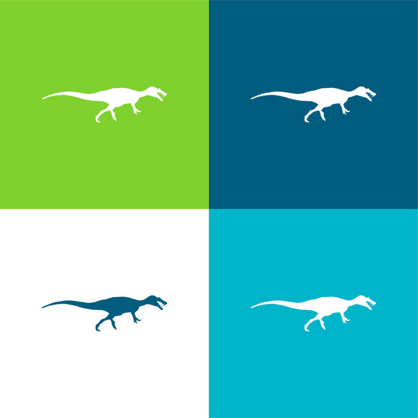 バリオニキス恐竜の形フラット4色の最小アイコンセット - ベクター画像