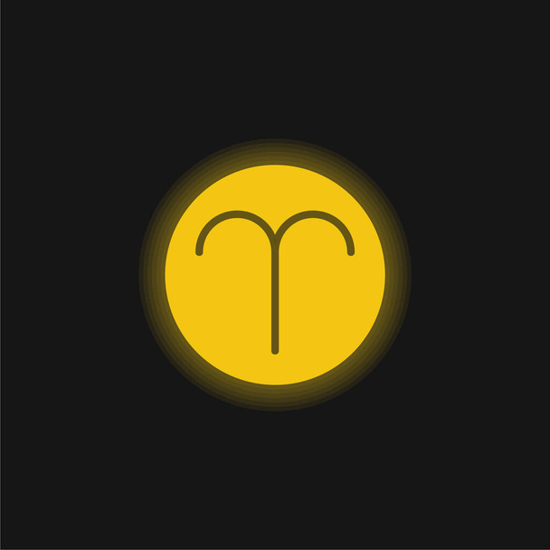 牡羊座の黄色の輝くネオンアイコン - ベクター画像