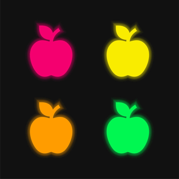 アップル4色の輝くネオンベクトルアイコン - ベクター画像