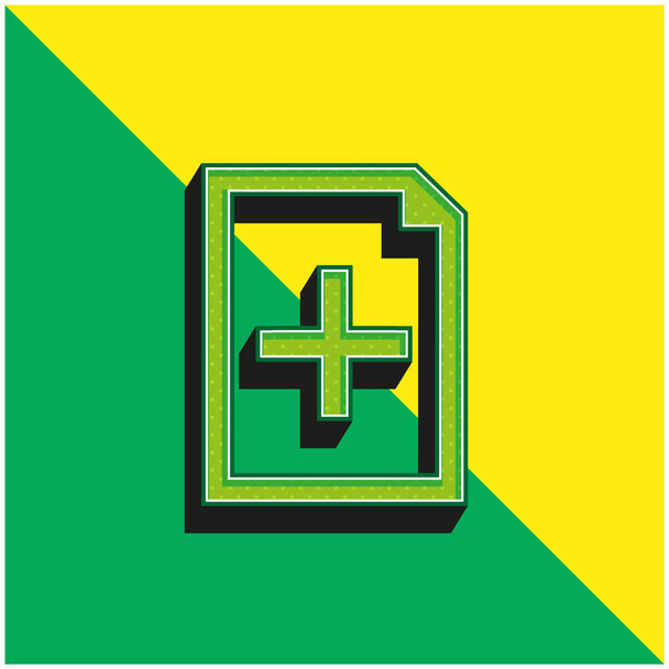 Aggiungi un simbolo di interfaccia del documento logo moderno verde e giallo dell'icona vettoriale 3d - Vettoriali, immagini