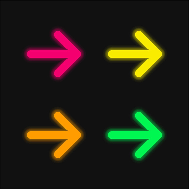 Pfeile vier Farbe leuchtenden Neon-Vektor-Symbol - Vektor, Bild