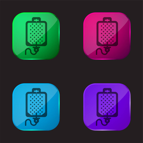 Blood Transfusion four color glass button icon - Vector, Image