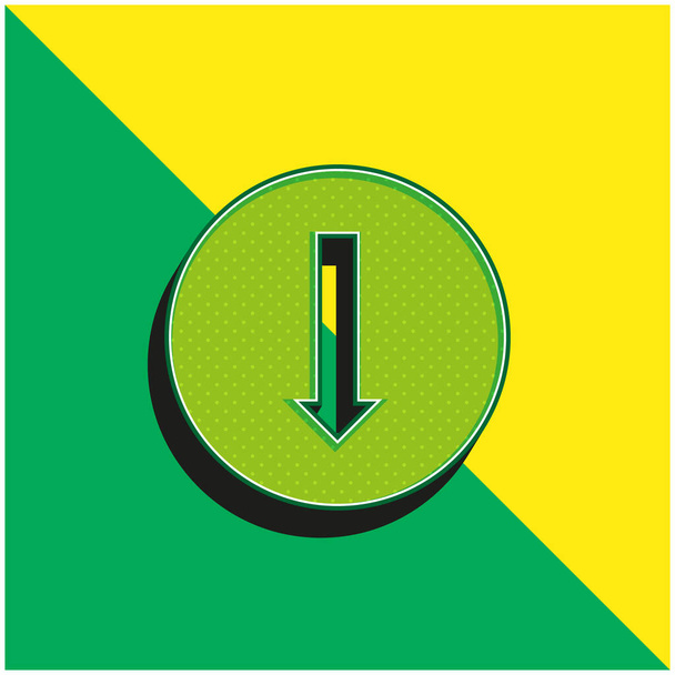 Βέλος που δείχνει προς τα κάτω Πράσινο και κίτρινο σύγχρονο 3d εικονίδιο διάνυσμα λογότυπο - Διάνυσμα, εικόνα