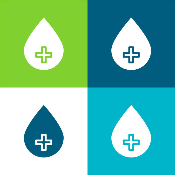 Alcool Set icona minimale a quattro colori piatto - Vettoriali, immagini