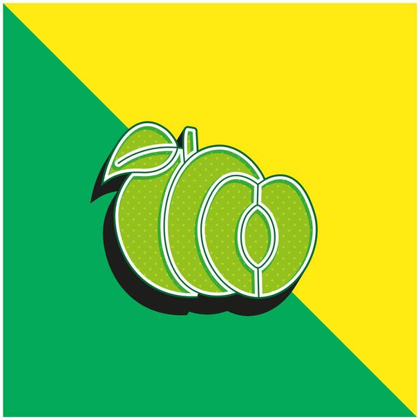 Albicocca verde e giallo moderno 3d vettoriale icona logo - Vettoriali, immagini