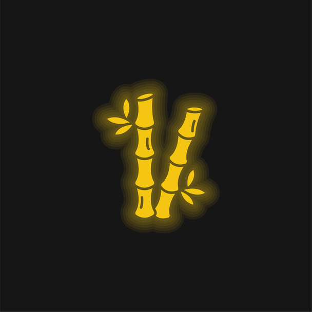 Bambú amarillo brillante icono de neón - Vector, imagen