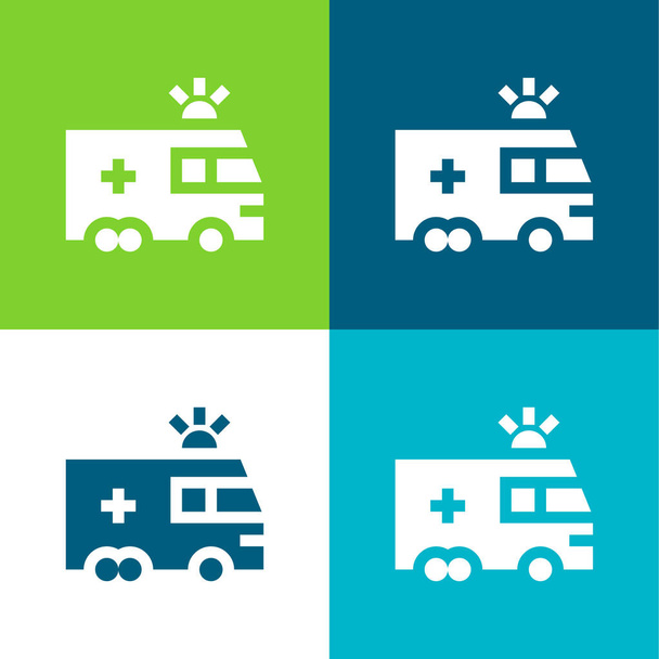 Ambulans płaski cztery kolory minimalny zestaw ikon - Wektor, obraz
