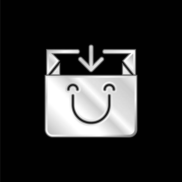 Bolso plateado icono metálico - Vector, imagen