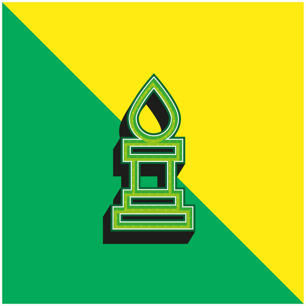 Bishop Chess Piece Outline Logo icona vettoriale 3D moderna verde e gialla - Vettoriali, immagini