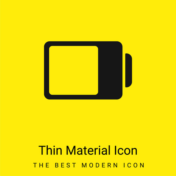 Batterij Status Interface Symbool Bijna Volledige minimale helder geel materiaal pictogram - Vector, afbeelding
