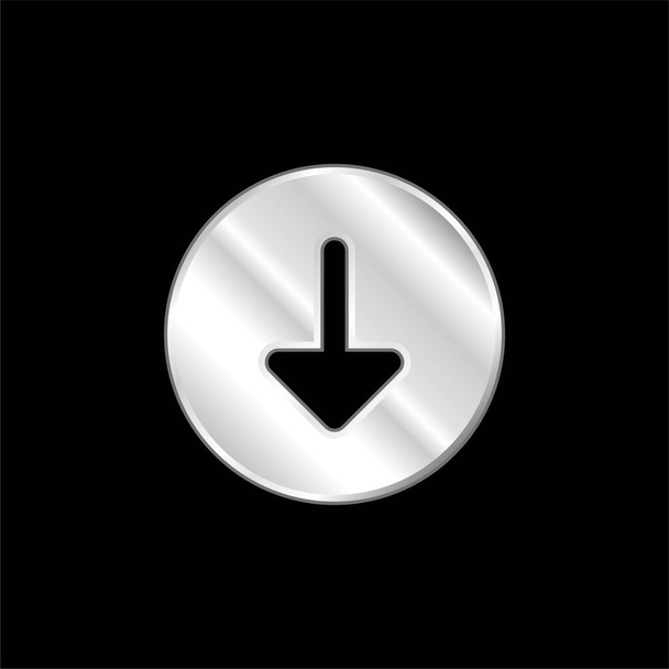 Šipka dolů postříbřená kovová ikona - Vektor, obrázek