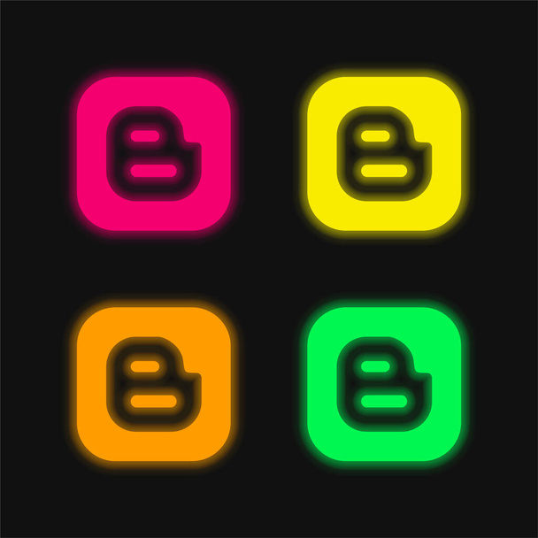 Blogueur quatre couleurs brillant icône vectorielle néon - Vecteur, image