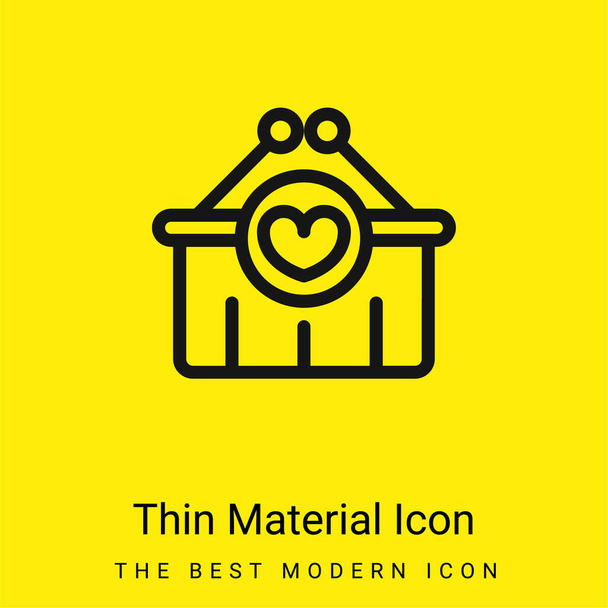 Panier minimal icône matériau jaune vif - Vecteur, image