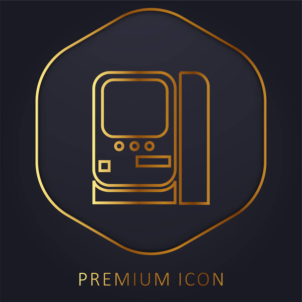 Puerta de avión línea dorada logotipo premium o icono - Vector, imagen