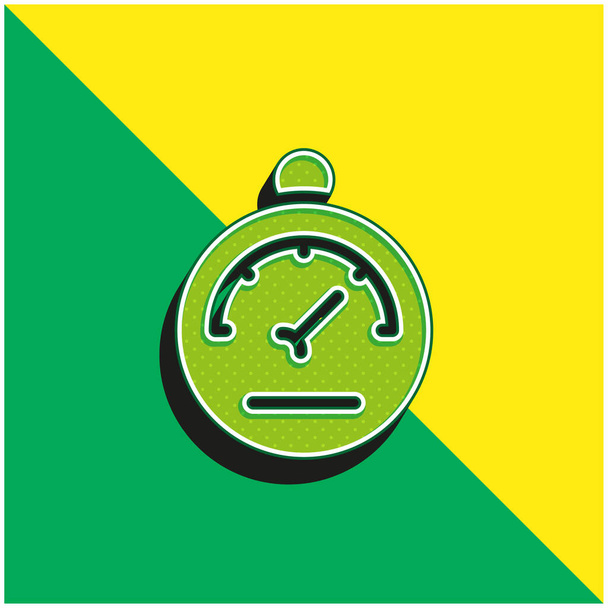 Барометр Зеленый и желтый современный 3d логотип векторной иконы - Вектор,изображение