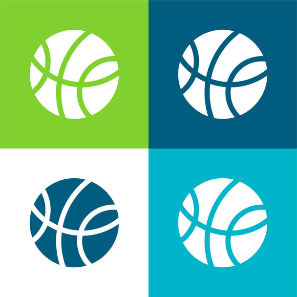 Basketball Flat four color minimal icon set - Vector, Image