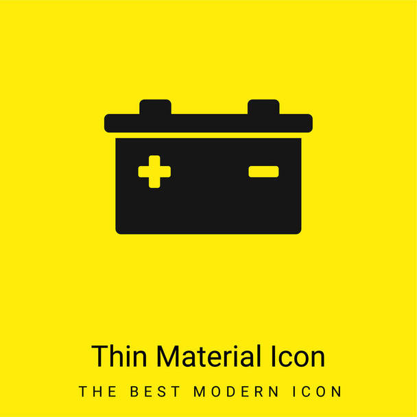 Akkumulátor pozitív és negatív pólusok szimbólumok minimális világos sárga anyag ikon - Vektor, kép